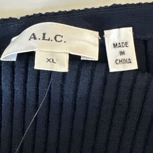 NWT A.L.C. Anya Size XL Ribbed Stripe Boat-Neck Sweater Blouse Top Blue White - Picture 6 of 12